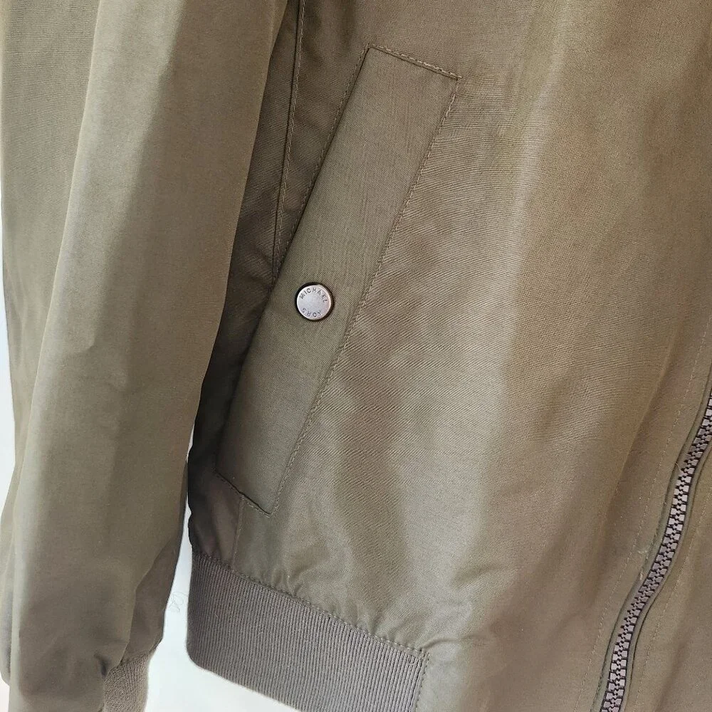 Michael Kors Olive Green Bomber Jacket Full-Zip Military Utility Men's M - Picture 7 of 12